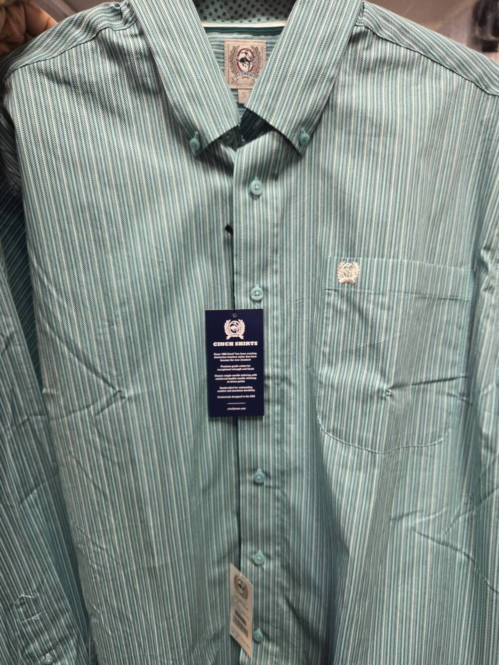 NEW CINCH men's classic fit shirt in turquoise